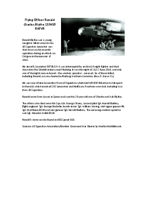 A preview of a PDF biography for Blythe, Ronald Charles